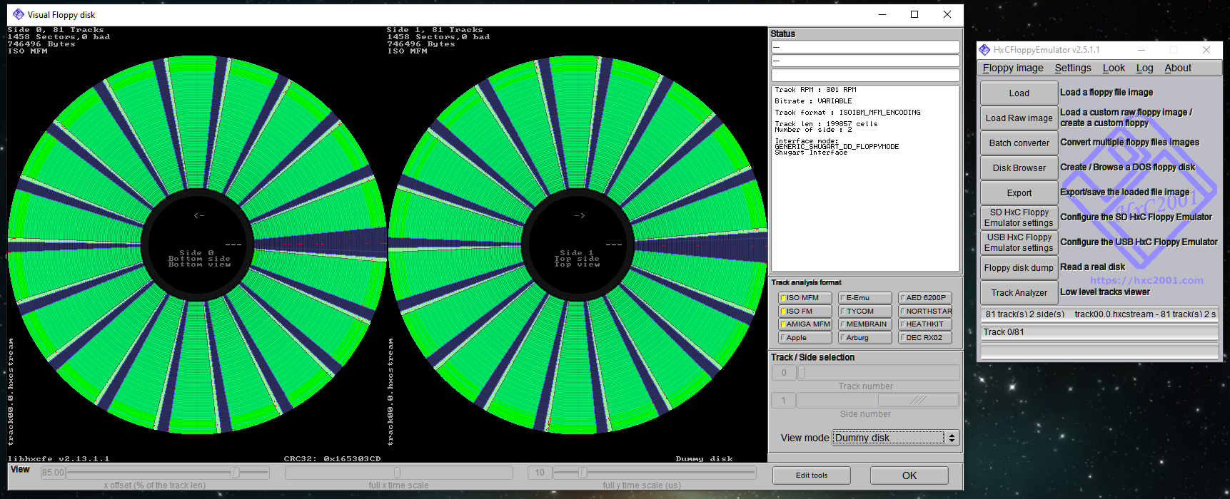 Track analyzer mode dummy disk